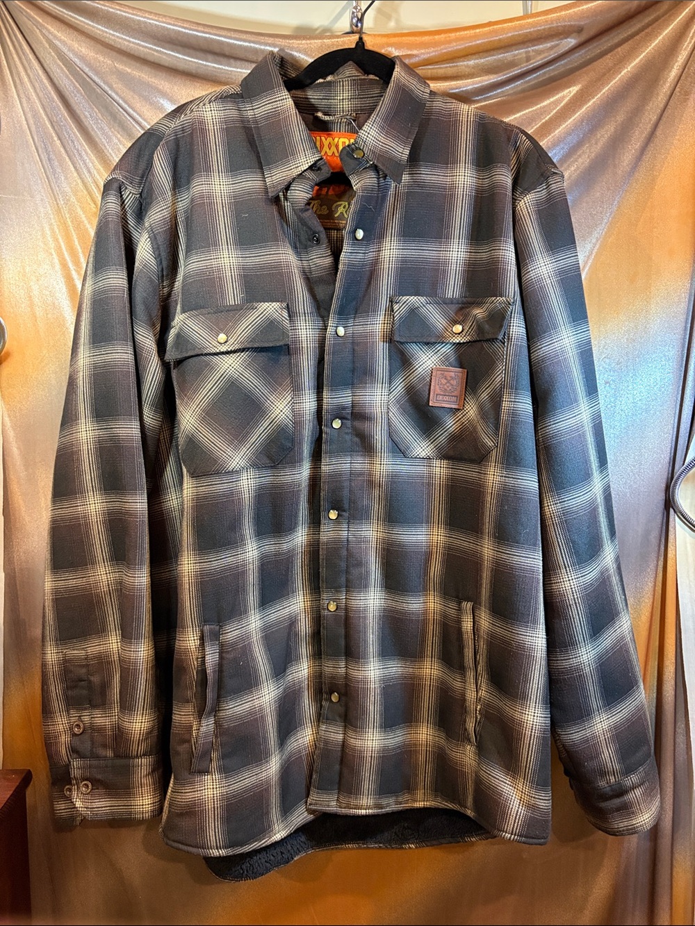 Dixon 2X Black & Cream Plaid Snap-Front Shirt Jacket. Box XX